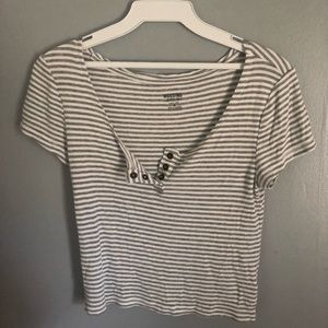Mossimo gray and white striped crop top